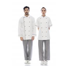 Jaleca cozinheiro em sarja 100% algodão de manga curta